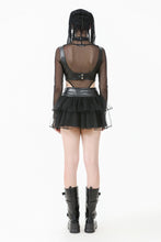 Load image into Gallery viewer, Punk Mesh-Layered Skirt with D-Ring Ties Waist KW401