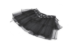 Punk Mesh-Layered Skirt with D-Ring Ties Waist KW401