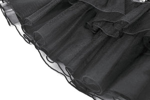 Punk Mesh-Layered Skirt with D-Ring Ties Waist KW401