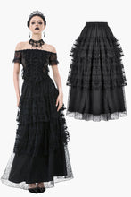 Load image into Gallery viewer, Polka Dot Tiered Lace Skirt with Ruched Mesh and Irregular Net Trim KW402