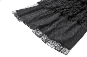 Polka Dot Tiered Lace Skirt with Ruched Mesh and Irregular Net Trim KW402