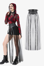 Load image into Gallery viewer, Rebel Leather and Mesh Maxi Skirt with Lace-Up Waist and Eyelet Detail KW403