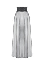 Load image into Gallery viewer, Rebel Leather and Mesh Maxi Skirt with Lace-Up Waist and Eyelet Detail KW403