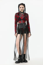 Load image into Gallery viewer, Rebel Leather and Mesh Maxi Skirt with Lace-Up Waist and Eyelet Detail KW403