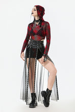 Load image into Gallery viewer, Rebel Leather and Mesh Maxi Skirt with Lace-Up Waist and Eyelet Detail KW403