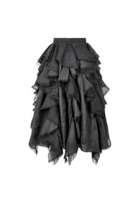 Chic Layered Fluffy Chiffon & Lace Skirt with Adjustable Waist KW404