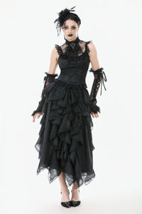 Chic Layered Fluffy Chiffon & Lace Skirt with Adjustable Waist KW404