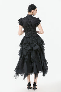 Chic Layered Fluffy Chiffon & Lace Skirt with Adjustable Waist KW404