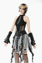 Load image into Gallery viewer, Black &amp; White Plaid Patchwork Locomotive Skirt KW411