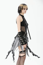 Load image into Gallery viewer, Black &amp; White Plaid Patchwork Locomotive Skirt KW411