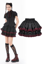 Load image into Gallery viewer, Black Crimson Gothic Tiered Skirt KW412 - Gothlolibeauty