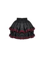 Load image into Gallery viewer, Black Crimson Gothic Tiered Skirt KW412 - Gothlolibeauty