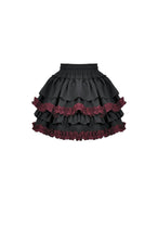 Load image into Gallery viewer, Black Crimson Gothic Tiered Skirt KW412 - Gothlolibeauty