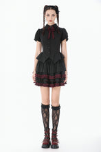 Load image into Gallery viewer, Black Crimson Gothic Tiered Skirt KW412 - Gothlolibeauty
