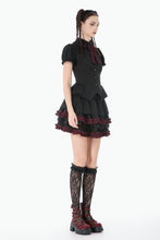Load image into Gallery viewer, Black Crimson Gothic Tiered Skirt KW412 - Gothlolibeauty
