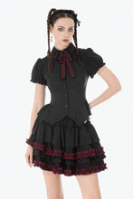 Load image into Gallery viewer, Black Crimson Gothic Tiered Skirt KW412 - Gothlolibeauty