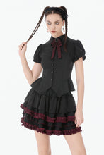 Load image into Gallery viewer, Black Crimson Gothic Tiered Skirt KW412 - Gothlolibeauty
