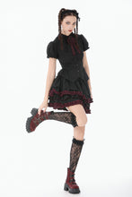 Load image into Gallery viewer, Black Crimson Gothic Tiered Skirt KW412 - Gothlolibeauty