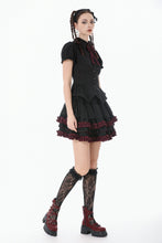 Load image into Gallery viewer, Black Crimson Gothic Tiered Skirt KW412 - Gothlolibeauty