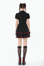 Load image into Gallery viewer, Black Crimson Gothic Tiered Skirt KW412 - Gothlolibeauty