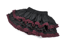 Load image into Gallery viewer, Black Crimson Gothic Tiered Skirt KW412 - Gothlolibeauty