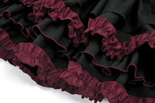 Load image into Gallery viewer, Black Crimson Gothic Tiered Skirt KW412 - Gothlolibeauty