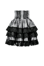 Load image into Gallery viewer, Cute Black and Grey Lolita High-Waist Tiered Skirt KW414