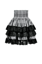 Load image into Gallery viewer, Cute Black and Grey Lolita High-Waist Tiered Skirt KW414