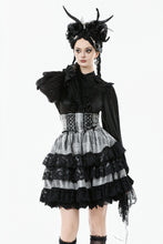 Load image into Gallery viewer, Cute Black and Grey Lolita High-Waist Tiered Skirt KW414