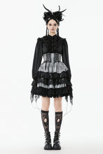 Load image into Gallery viewer, Cute Black and Grey Lolita High-Waist Tiered Skirt KW414