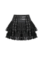 Load image into Gallery viewer, Punk Eyelet Lace Layered Mini Skirt KW420 - Gothlolibeauty