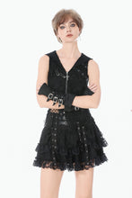 Load image into Gallery viewer, Punk Eyelet Lace Layered Mini Skirt KW420 - Gothlolibeauty