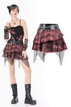 Load image into Gallery viewer, Distressed Plaid Chain-Adorned Punk Skirt KW427 - Gothlolibeauty