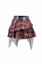 Load image into Gallery viewer, Distressed Plaid Chain-Adorned Punk Skirt KW427 - Gothlolibeauty