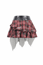 Load image into Gallery viewer, Distressed Plaid Chain-Adorned Punk Skirt KW427 - Gothlolibeauty