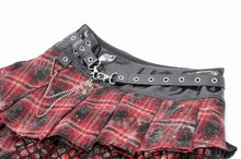Load image into Gallery viewer, Distressed Plaid Chain-Adorned Punk Skirt KW427 - Gothlolibeauty