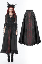 Load image into Gallery viewer, Gothic Crimson-Shadow Lace Court Maxi Skirt KW429RD - Gothlolibeauty