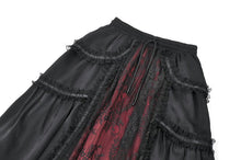 Load image into Gallery viewer, Gothic Crimson-Shadow Lace Court Maxi Skirt KW429RD - Gothlolibeauty