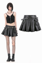 Load image into Gallery viewer, Punk Double Belt Pleated Skirt KW437