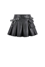 Load image into Gallery viewer, Punk Double Belt Pleated Skirt KW437
