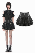 Load image into Gallery viewer, Sin Forbidden - Dark Punk Lace Patchwork Multi-Pocket Ruffle Mini Skirt KW444