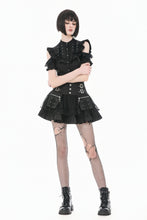 Load image into Gallery viewer, Sin Forbidden - Dark Punk Lace Patchwork Multi-Pocket Ruffle Mini Skirt KW444
