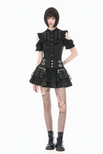 Load image into Gallery viewer, Sin Forbidden - Dark Punk Lace Patchwork Multi-Pocket Ruffle Mini Skirt KW444