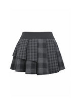 Load image into Gallery viewer, Plaid Rebellion - Dark Punk Asymmetric Tiered Pleated Patchwork Studded Skirt KW445