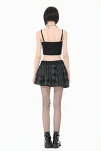Load image into Gallery viewer, Plaid Rebellion - Dark Punk Asymmetric Tiered Pleated Patchwork Studded Skirt KW445