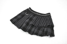 Load image into Gallery viewer, Plaid Rebellion - Dark Punk Asymmetric Tiered Pleated Patchwork Studded Skirt KW445