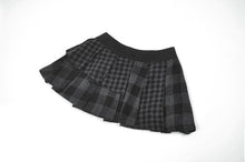 Load image into Gallery viewer, Plaid Rebellion - Dark Punk Asymmetric Tiered Pleated Patchwork Studded Skirt KW445