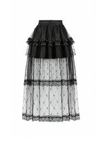 Load image into Gallery viewer, Goth Lolita Diamond Lace Patchwork Layered Tutu Skirt KW450