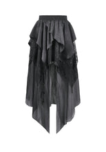 Load image into Gallery viewer, Gothic Ruffled High-Low Skirt with Jacquard Texture and Irregular Tiered Lace Mesh  KW451
