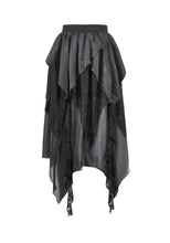 Load image into Gallery viewer, Gothic Ruffled High-Low Skirt with Jacquard Texture and Irregular Tiered Lace Mesh  KW451